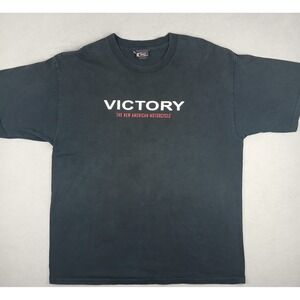 Victory Motorcycles T Shirt Mens XL Black USA Flag Biker Short Sleeve Tee